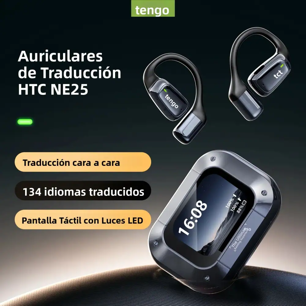 【AI Translator Earbuds】HTC NE25 Bluetooth Earphones LCD Touch Screen Sport Wireless Headphones Long Life with HD Mic