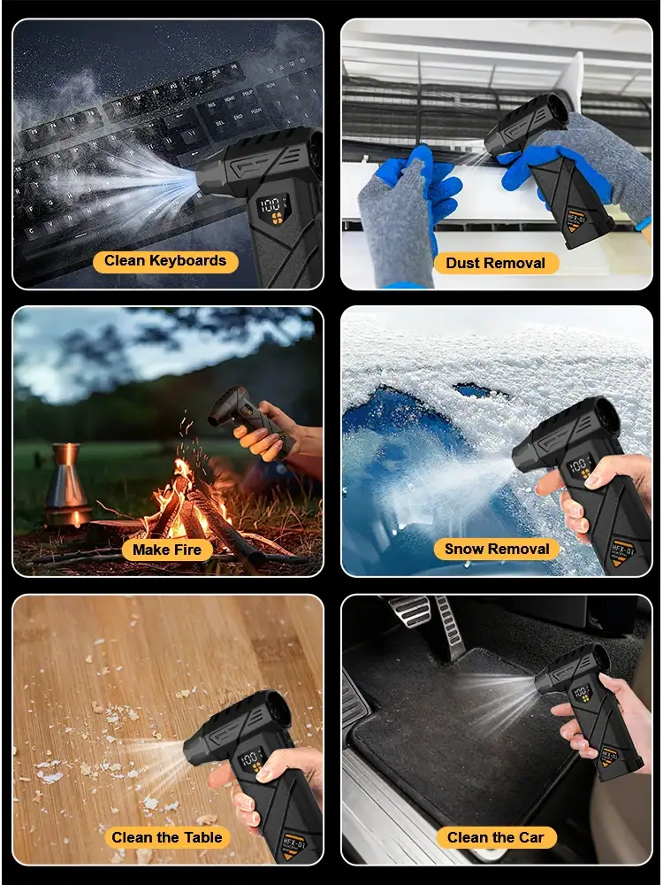 2026 90000000RPH Brushless Turbo Blower 390G Pressure 100-Speed 8000mAh Power Bank for Car Snow Keyboard Camping Cleaning