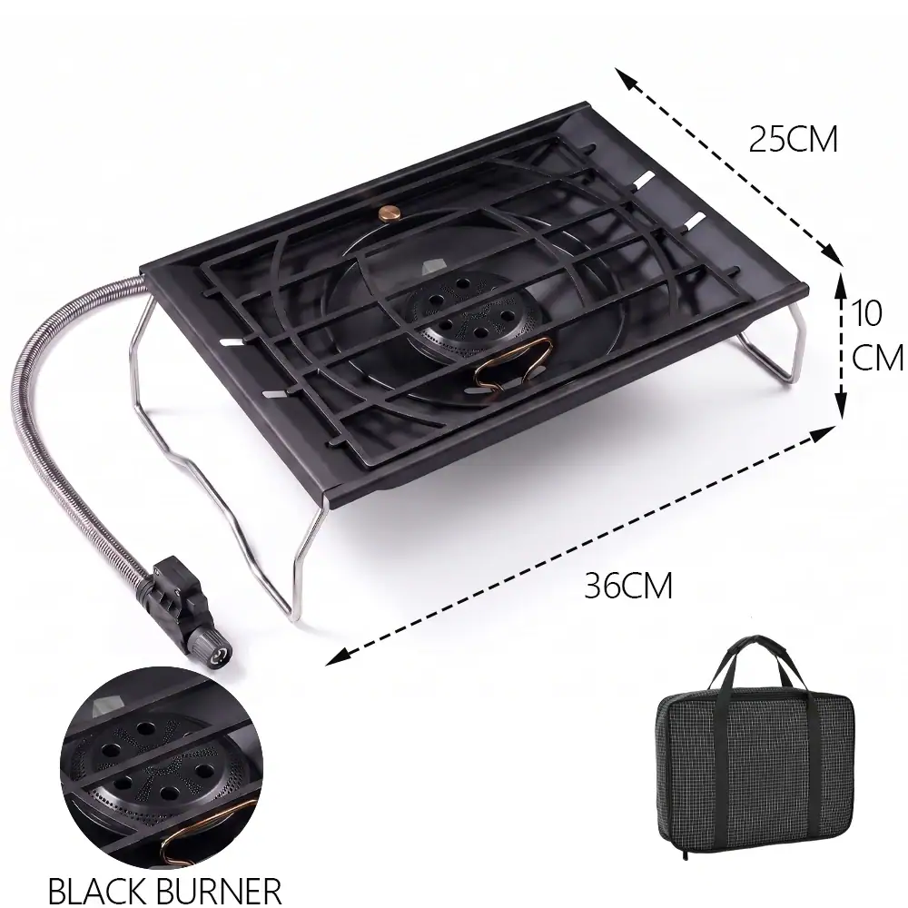 Pandatour IGT 1-Unit Built-In Foldable Stainless Steel Camping Stove With Piezo Lgnition Gas Cooker Fishing Vehicle