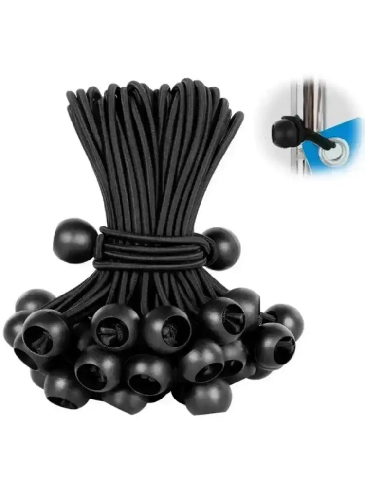 Outdoor Elastic Ball Rope Bungee Cords Tent Fixing Tarpaulin Awning Canopy Heavy Duty Tarp Tie Down for Shelter Cargo