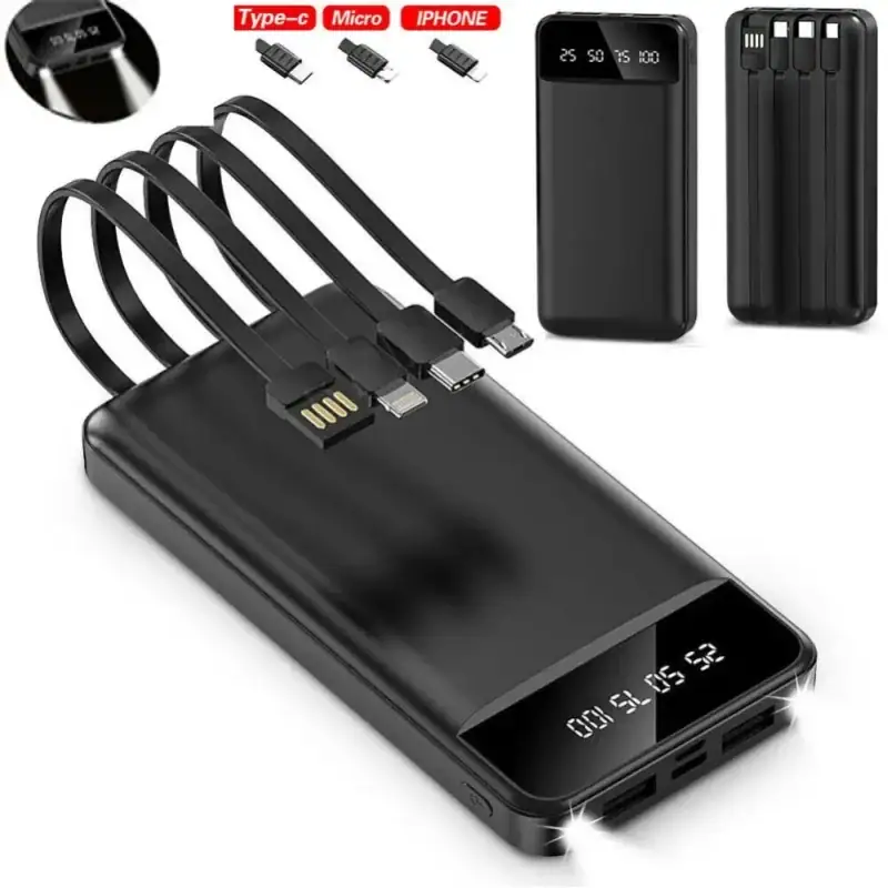 30000Mah High-Capacity Power Bank, Supports Fast Charging, Equipped with 4 USB Ports, Suitable for Mobile Devices, UK Standard.