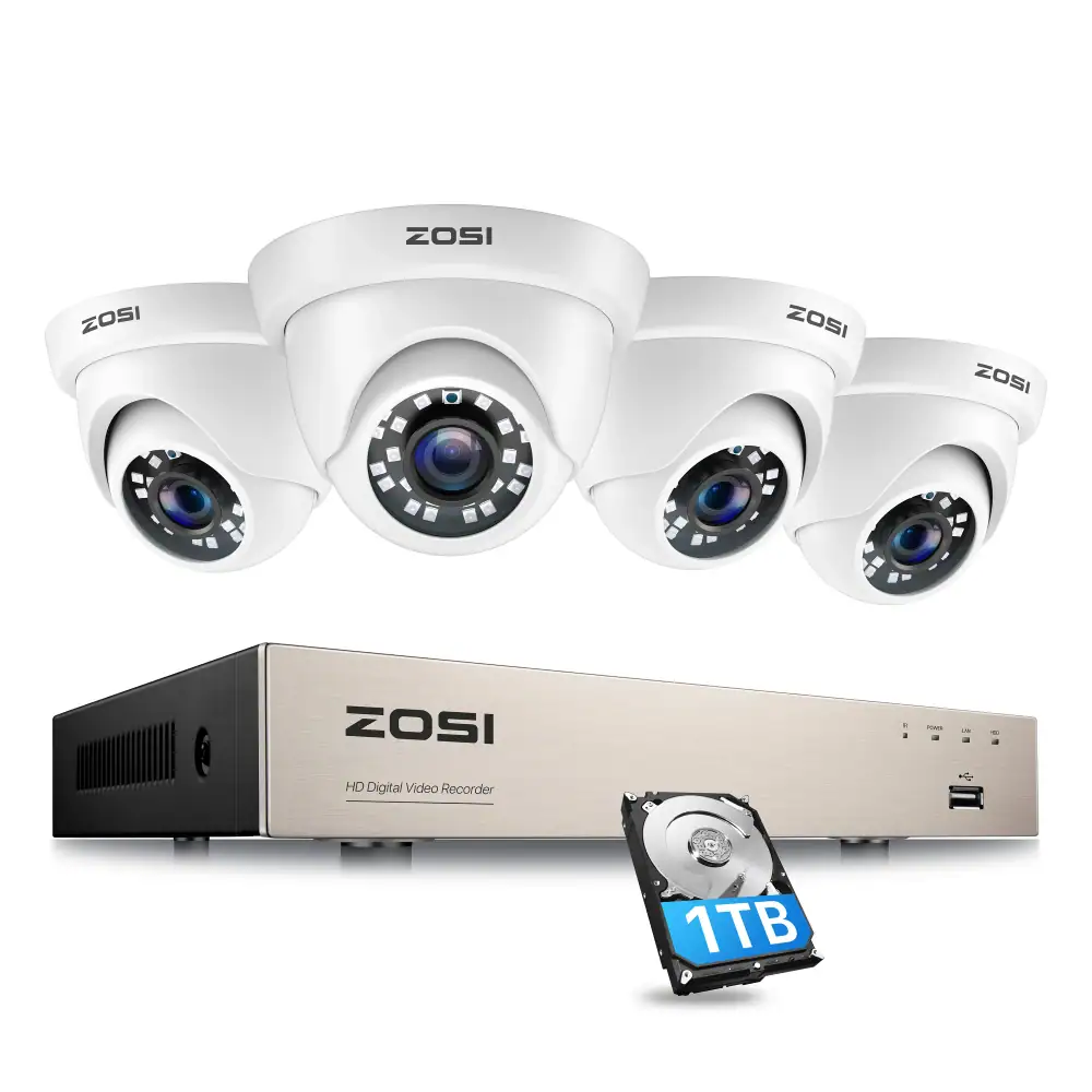 ZOSI 1080P H.265+ Security Camera System 8CH Wired DVR Kit 2MP IR Night Vision Motion Detection Video Surveillance Set