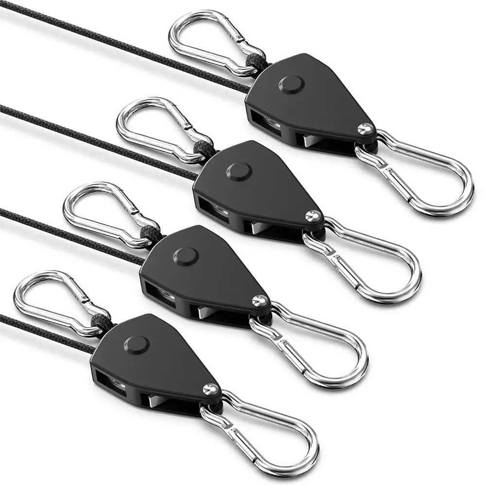 2/4/6Pcs 2M 4mm Adjustable Rope Hanger Heavy Duty Ratchet Tie Down Strap with Metal Gear for Camping Tent Hanging Plants Rope