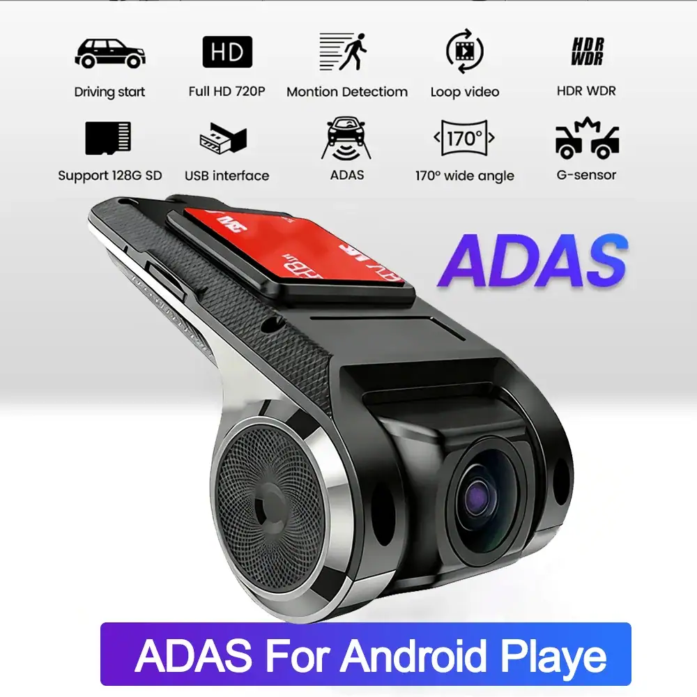 Car DVR Dash Cam Full HD 1080P Dash Cam For DVD Android Player ADAS LDWS Navigation Unit Auto Audio Voice Alarm Video Recording