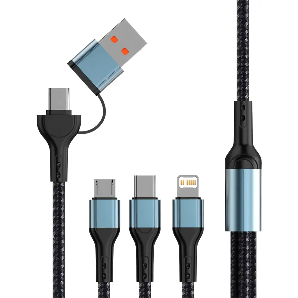 2 IN 3 USB Fast Charging Cable 240W Nylon Braided Multiports Type C Mobile Phone Charger Cable Cord 16 Samsung Xiaomi