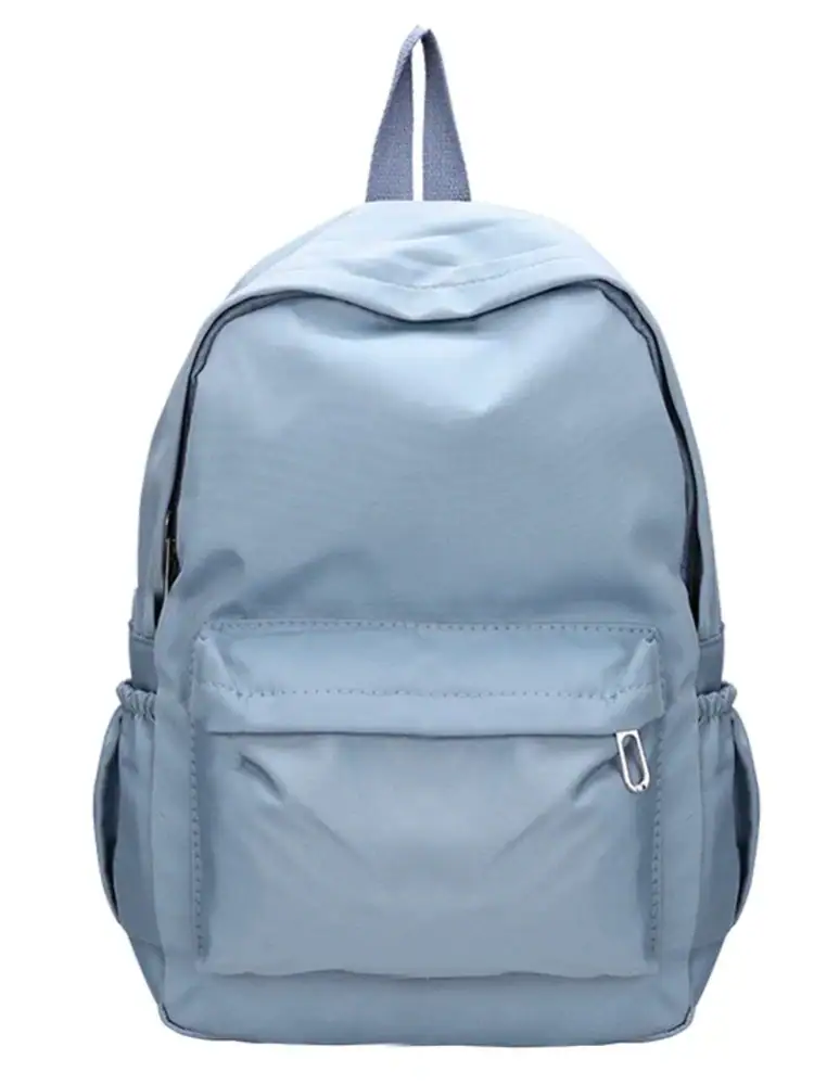 Women Schoolbag Waterproof Large Capacity School Backpack Smooth Zipper Solid Color Teens Girl Casual Daypack Bag Student Supply