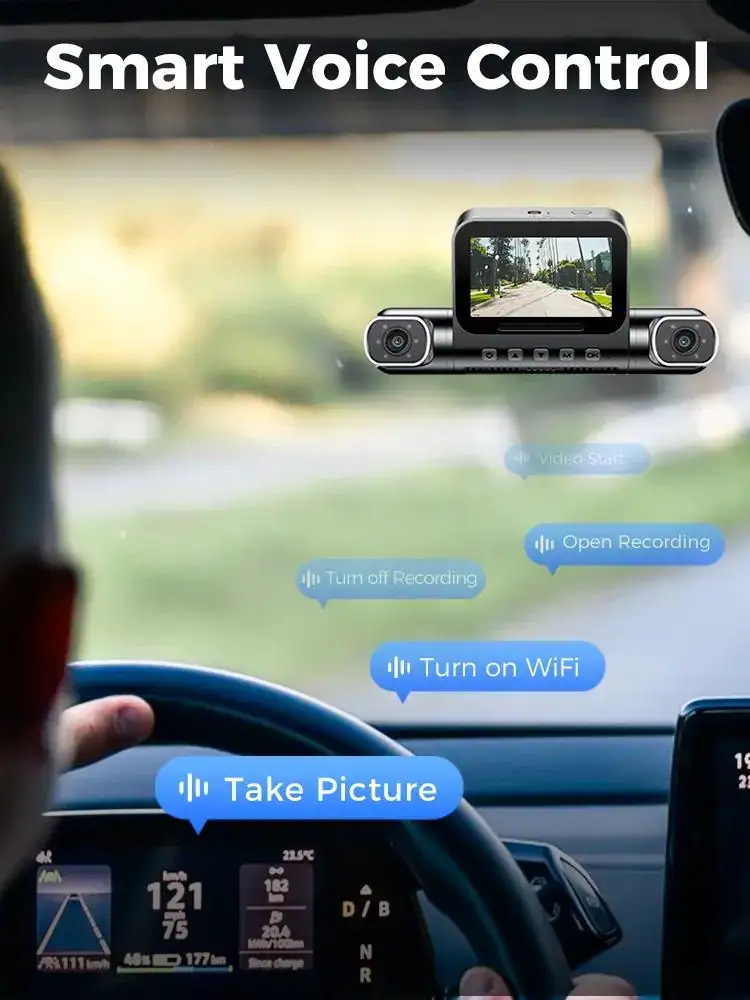 AZDOME 360° Dash Cam M660 Front Rear Inside Car Camera 5G WiFi GPS 4 Channel Dash Camera for Cars IR Night Vision 2.5K+1K+1K+1K