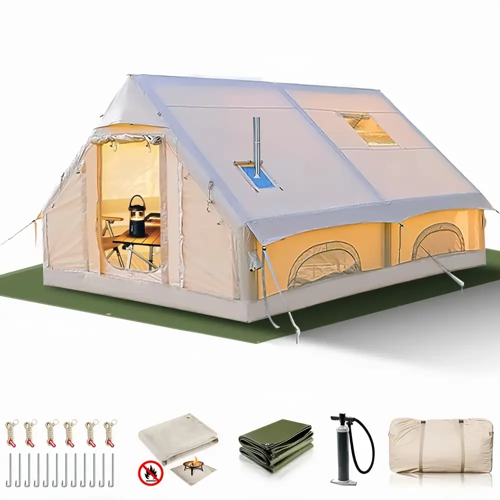Outdoor Waterproof Four Seasons Family Camping Tent 8-10 People Oxford Fabric Fashion Rooftop Travel Inflatable Triple