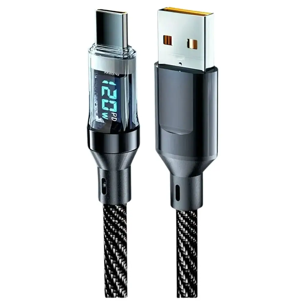 120W Type C to Type C Cable Phone Super Fast Charging Cable With LED Display USB To Type-C Data Cord huawei oppo vivo