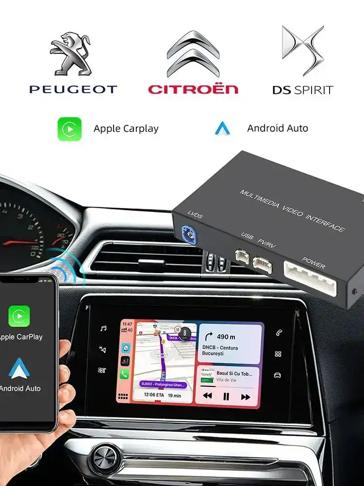 For Peugeot Citroen Wireless Carplay Adapter Android Auto Module SMEG MRN 208 308 508 3008 C3 C4 DS3 DS5 Support Reverse Camera