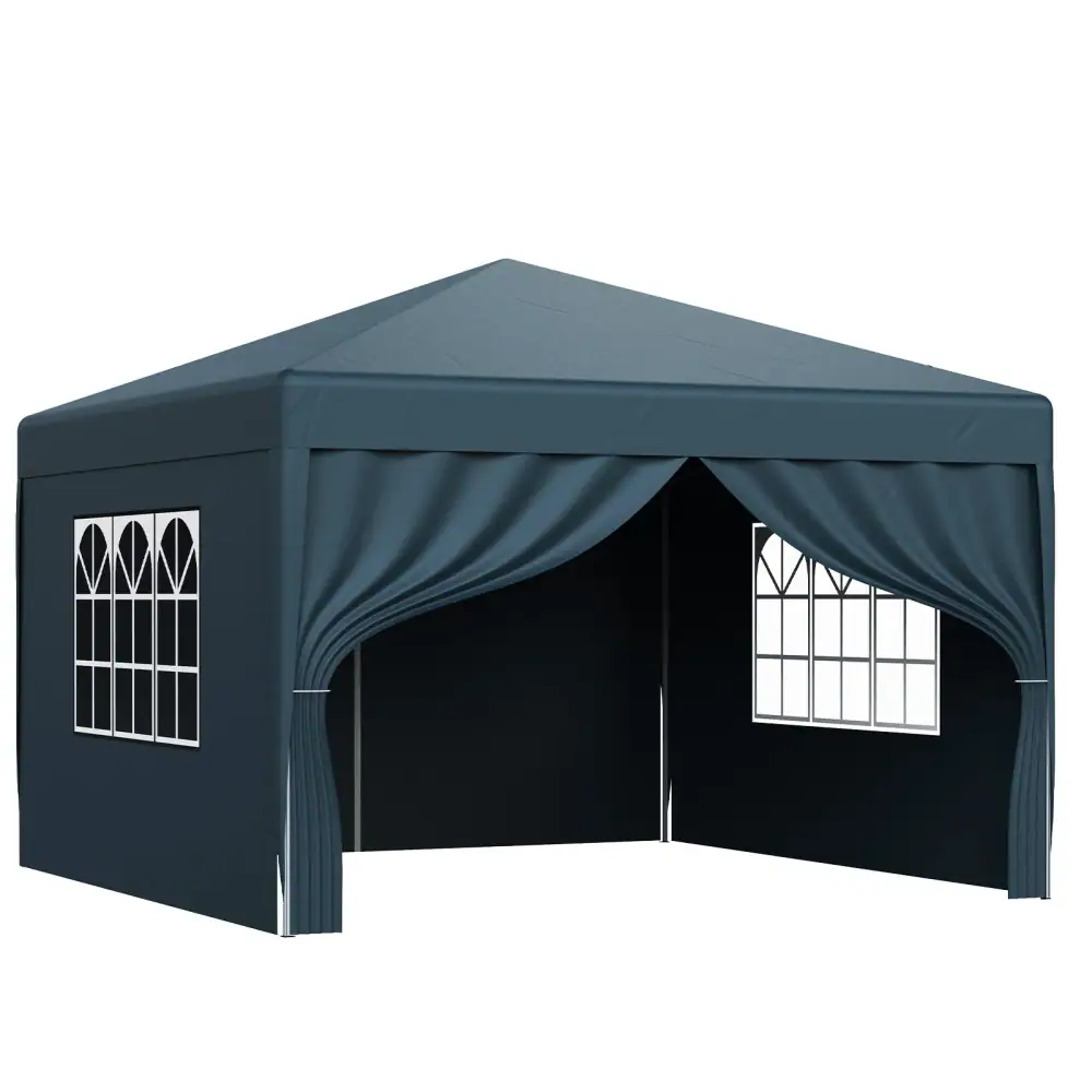 LOEFME 3x3M Pop Up Gazebo Waterproof Windproof Outdoor Canopy Sun Shelter Removable 4 Sides Cloths Garden Camping Tent