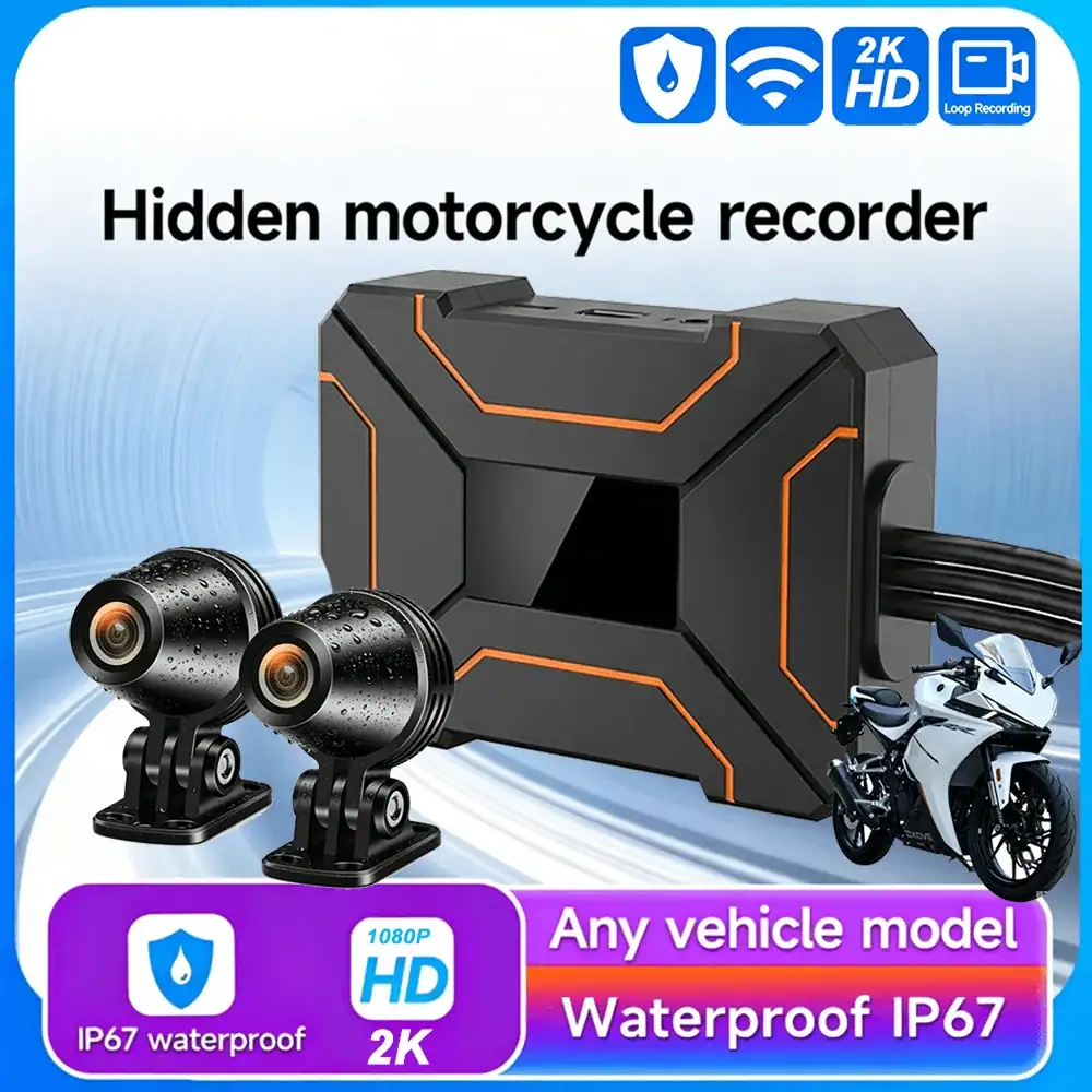 2K Motorcycle Dual DVR 1080P Hidden140 Widely Angle Action Camera Recorder Front & Rearview WiFi Waterproof Motorcycle DashCam