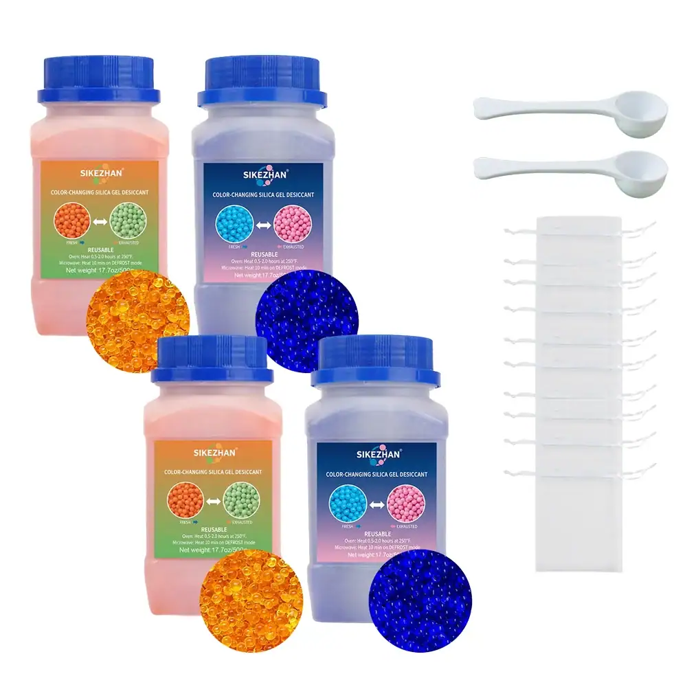 Reusable Indicating Silica Gel Desiccant Beads with Bonus Measuring Scoop and Organza Bags,Safe Moisture Absorber 3D Filament